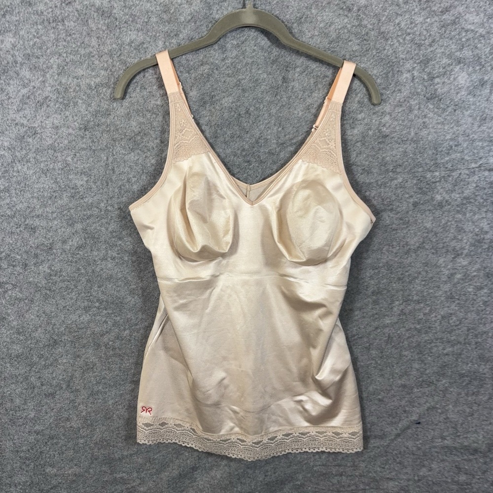 Ruby Ribbon Pin-Up Cami Shapewear Womens 44 Pale Lace Trim